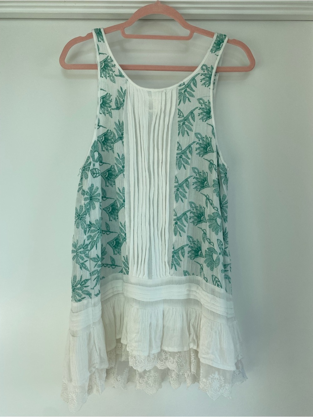 Anthropologie l Lilka Layered Lace Hem Sleeveless Tank Top with Embroidery - Picture 4 of 9